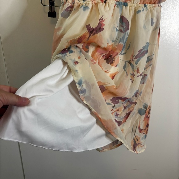 Everly Cream Asymmetrical Ruched Sundress - Picture 5 of 8